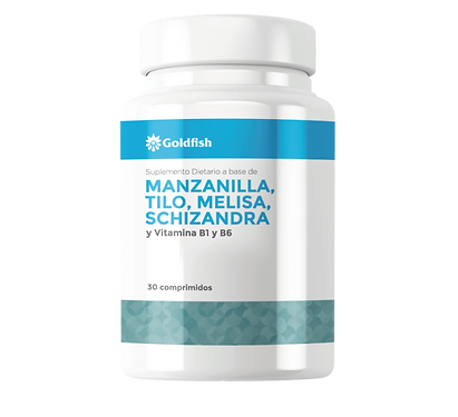 SedanteNatural-GF Manzanilla, Tilo, Melisa, Schizandra y Vitamina B1 y B6 x 30 comprimidos Sedante natural x30 comp Goldfish